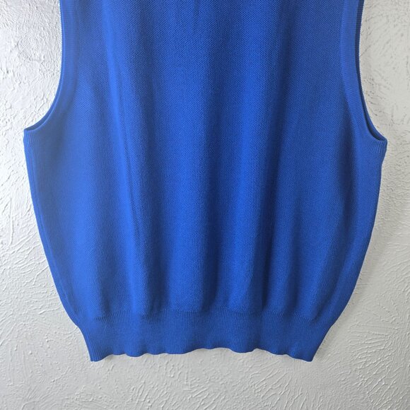 Polo Golf Ralph Lauren V-Neck Sweater Vest XL Blue Cotton Knit Logo Pony Preppy - Picture 7 of 10